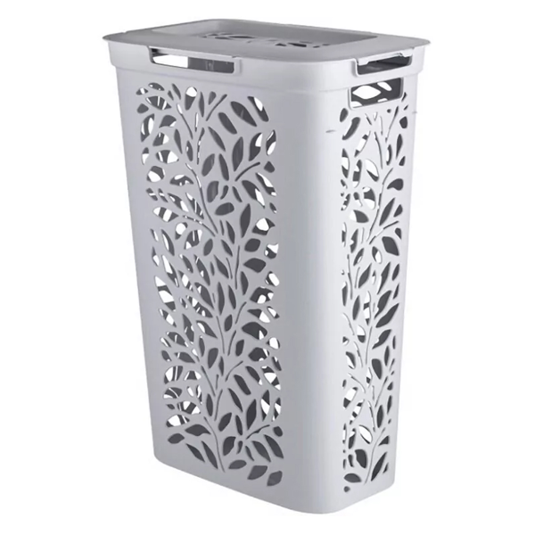Корзина для белья POLIMERBYT Leaves 60 л с разделителем, серый