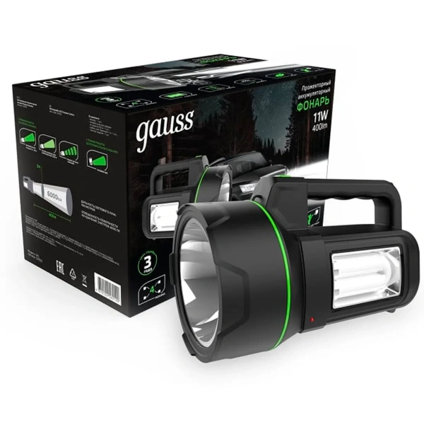 Фонарь Gauss LED прожекторный модель GFL602 11W 400lm Li-on 4800mAh