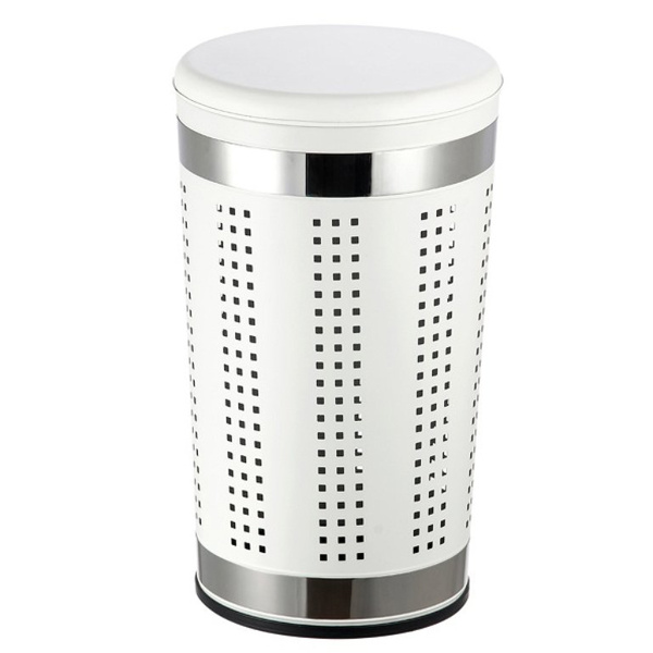 Корзина для белья MSV 46 л с крышкой белый металл 610