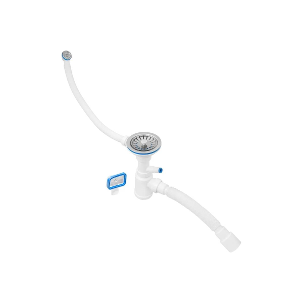 Сифон ЭКОНОМ для кух. 3.1/2"х40 (нерж.чаш.,2 перел.,отв.стир.маш) с г.т. 40х32/40/50