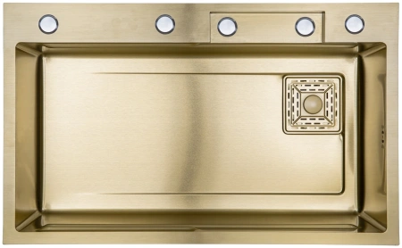 Мойка врезная 750х450х225 в комплекте смеситель водопад Q-LINE GOLD