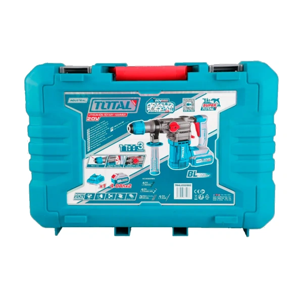 Перфоратор аккумуляторный "ТОТАL" TRHLI202882  литий-ионный  20v, бесщёточный мотор, 4,5J в кейсе
