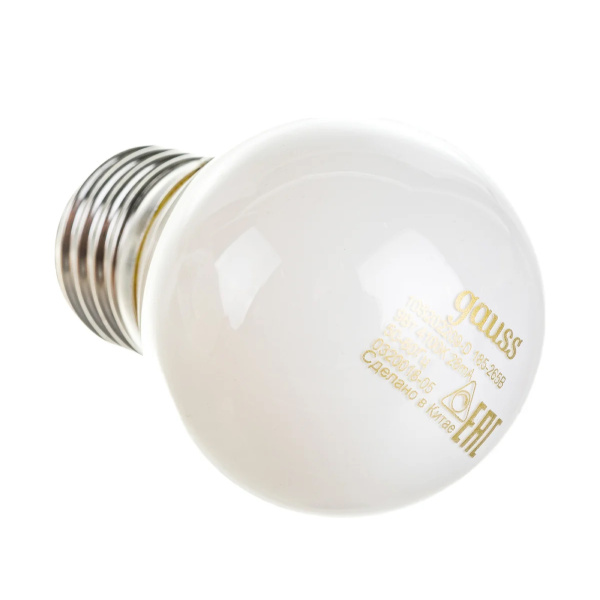 Лампа Gauss LED Filament Шар 9W E27 610 lm 4100K milky диммир.105202209-D