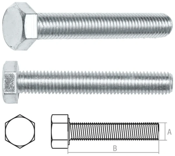 Болт М6х60 мм шестигр., цинк, кл.пр. 5.8, DIN 933 (10 шт в зип-локе) STARFIX
