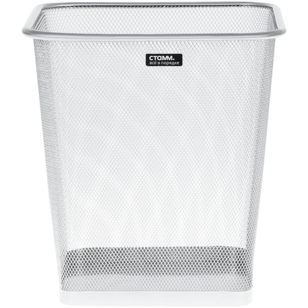 Корзина для бумаг СТАММ сетчатая металлическая квадратное основание серебристая 20л КР-30845