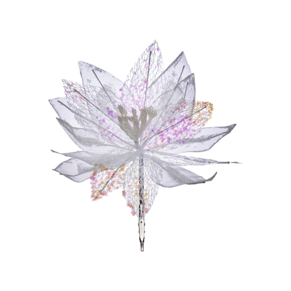 Украшение новогодние MAGIC TIME Цветок на клипсе 19x23x23 см белый 91278