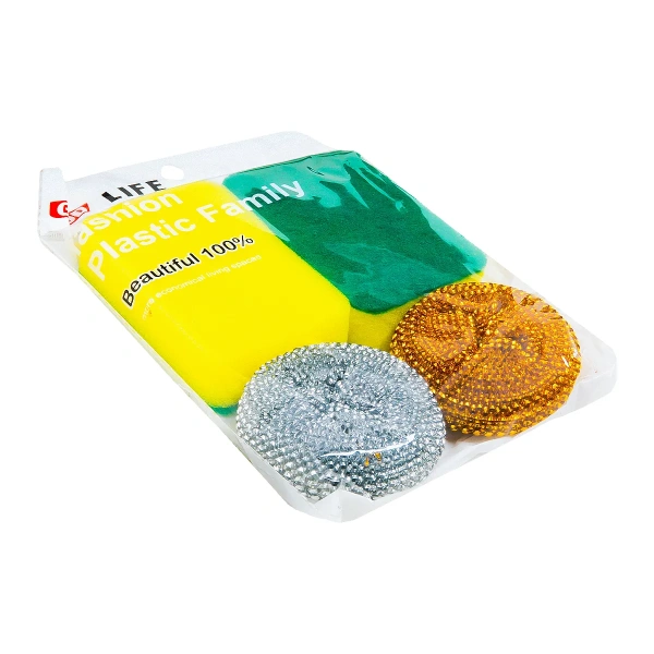 Набор губок и металлических мочалок 4 предмета в уп. PRC Набор губок и металлических мочалок 4 предмета в уп. PRC