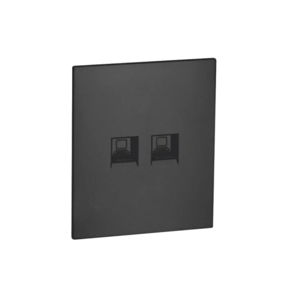 Розетка компьютерная RJ45+RJ45 cat.5Е c/у б/рамки QUATTRO ULTIMA BLACK UNIT (10)