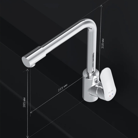 Смеситель д/к AM.PM F8005700 Like,  с каналом для питьевой воды, L-излив, хром, шт.,