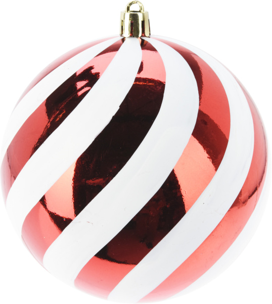 Шар елочный 18 см Полоска красный CAN305040 К