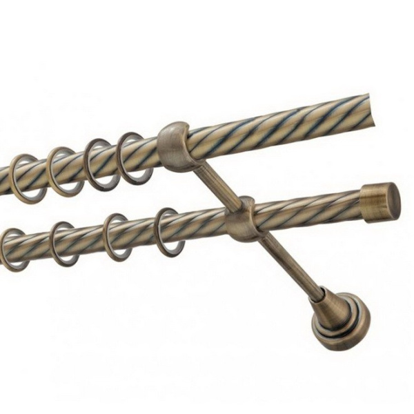 Карниз DDA витой 16мм двойной 1.8м Золото антик открытый кронштейн (101)