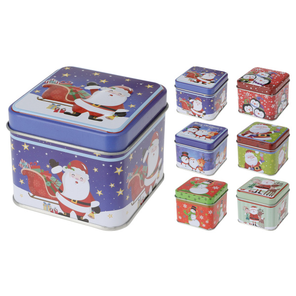 Коробка для сладостей Новогодняя 7,7х7,7х6,4 см квадратная 6 видов в ассорт.170485710 К