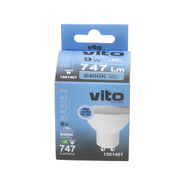 Лампа светодиодная VT/BASIS-2/PAR16/9W/GU10/6400K/LED BULB/ 1501401