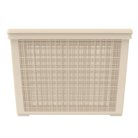 Корзина Альт-Пласт Лён для хранения с крышкой плетёная 65л слоновая кость АП 453