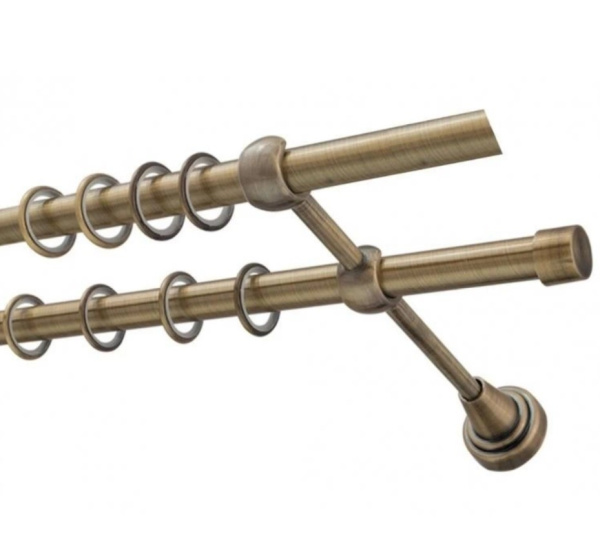 Карниз DDA 16мм двойной 2.0м Золото антик открытый кронштейн (101)