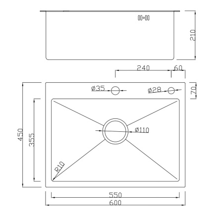 Мойка врезная SMARTECH BLACK 680x450x225