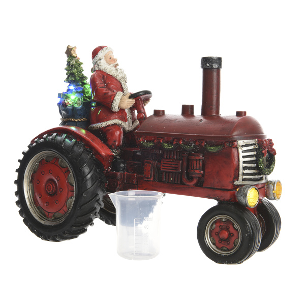 Декорация светодинамическая Санта на тракторе с паром 28х15х22 см 481431 Kmg