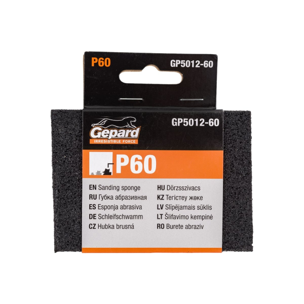 Губка абразивная 100х70х25мм Р60 GEPARD (GP5012-60), арт.GP5012-60