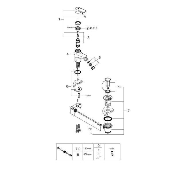 Смеситель д/р или биде Grohe 23770000 Start Flow Смеситель д/р или биде Grohe 23770000 Start Flow