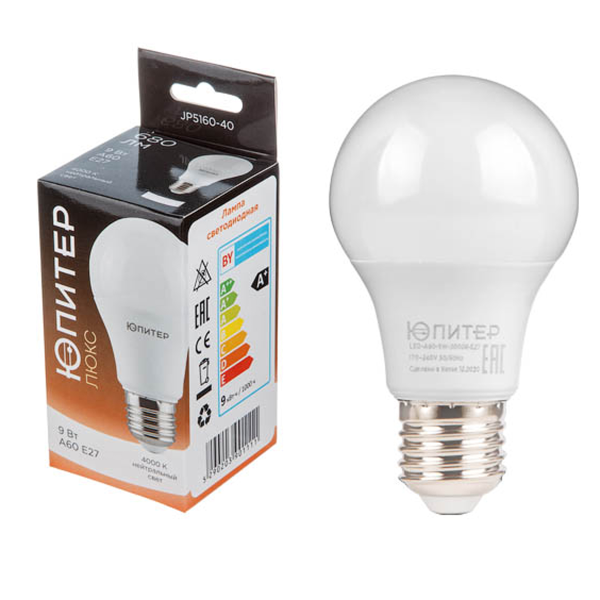 Лампа светодиодная A60 СТАНДАРТ 11 Вт 170-240В E27 4000К ЮПИТЕР ЛЮКС, арт.JP5160-41