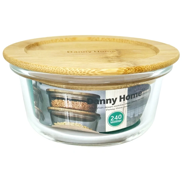 Контейнер DH из боросиликатного стекла с бамбуковой крышкой 620 мл. BXH010