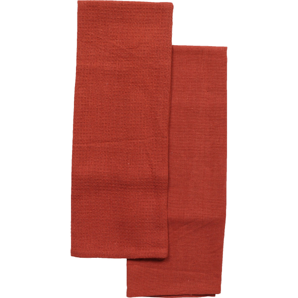 Набор кухонных полотенец JUSTIN 50х70 см вафля хлопок терракот 4501536
