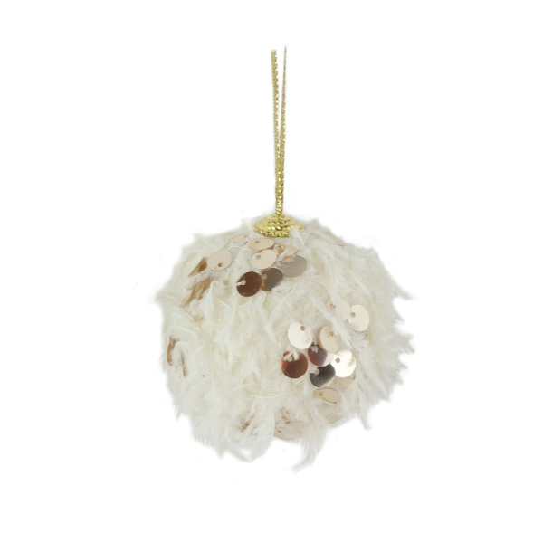 Украшение елочное подвесное ВРЕМЯ ЧУДЕС Перья с пайетками золото 7х7х7,5 см 92377