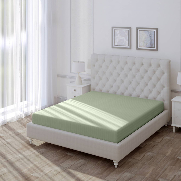 Простыня на резинке Волшебная Ночь Smoke Green 160х200 см 