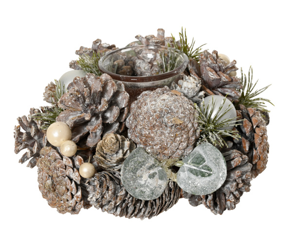 Подсвечник НГ для чайной свечи с шишками 708893 Kmg