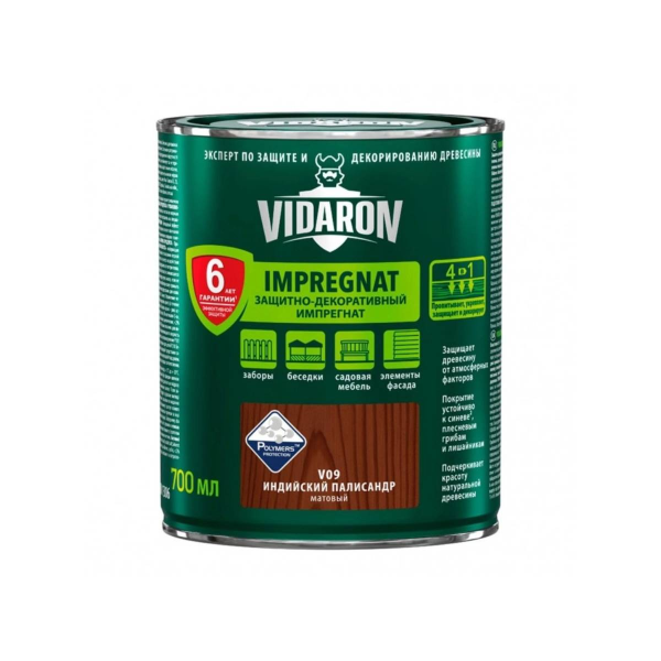 Защитно-декоративная пропитка Vidaron - Импрегнат V09 индийский палисандр матовый 0,7 л Защитно-декоративная пропитка Vidaron - Импрегнат V09 индийский палисандр матовый 0,7 л