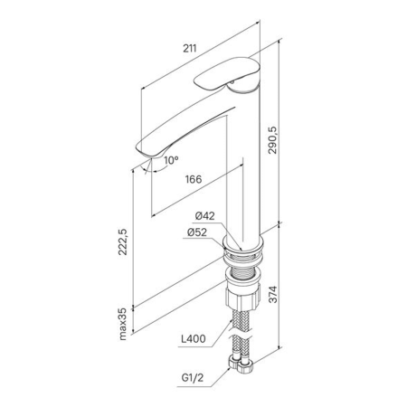 Смеситель д/р Milardo Rora RORSB01M01 глянцевый хром