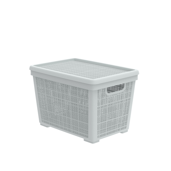 Корзинка для хранения АльтПласт Лён 22л с крышкой, серый АП 475