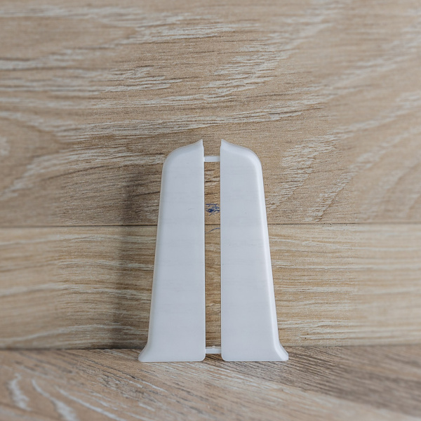 Торцевые (пара) для плинтуса 85мм "Деконика", 001-G Белый глянцевый