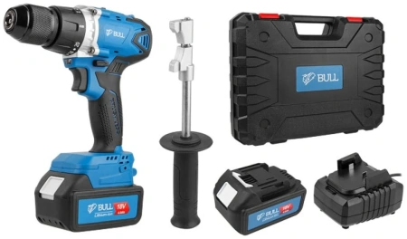 Дрель-шуруповерт аккумуляторный BULL SR 1802 в чем. БЕСЩЕТ., 18 В, 80 Н*м, 2*4 А*ч акб, БЗП(мет.) 13