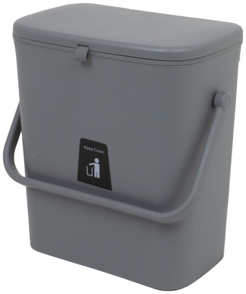 Контейнер для мусора с вкладышем и подвеской 9л 29,5х26х16см серый,C21-9801-1 CN