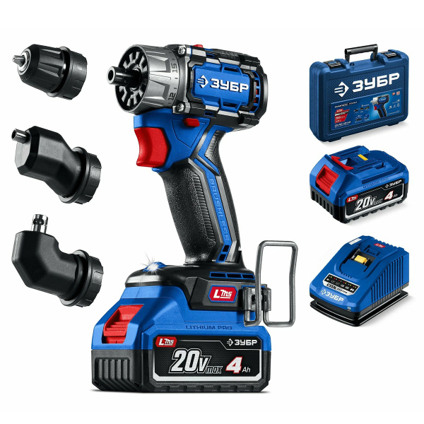 Дрель-шуруповерт бесщеточная модульная ЗУБР ПРОФЕССИОНАЛ, КОМПАКТ Комби #3, 20 В, 50 Н·м, 2 АКБ LMS 