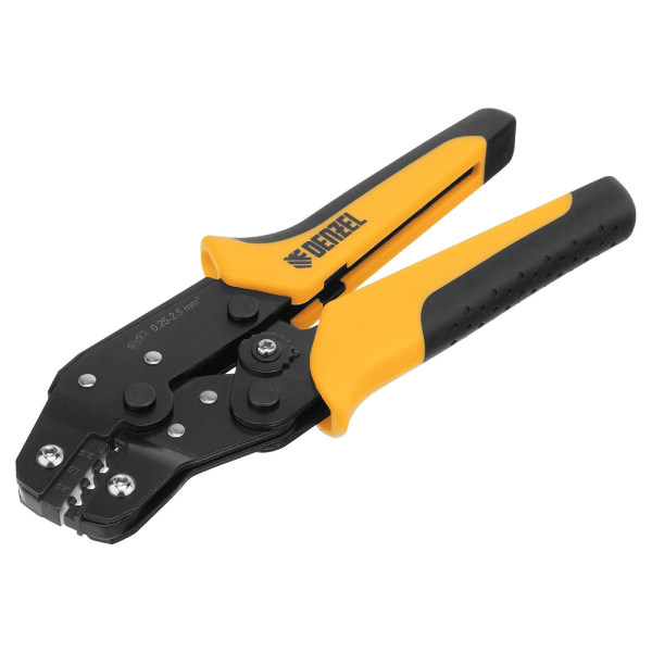 Клещи для обжима неизолированных наконечников НК и НВ, разъемов РП, 0,25 - 2,5 мм2// Denzel