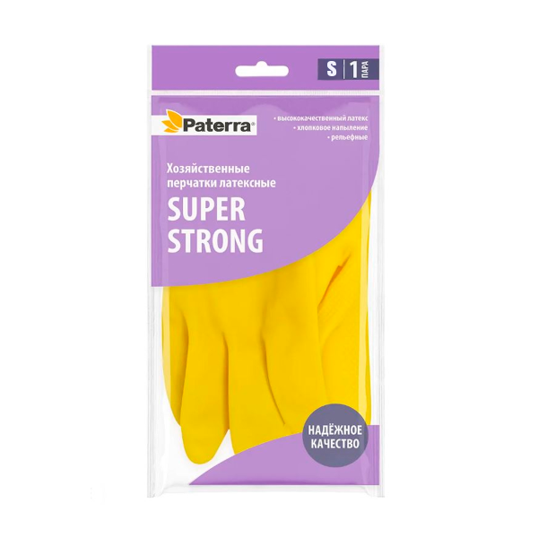 Перчатки резиновые PATERRA SUPER ПРОЧНЫЕ р-р S 402-393