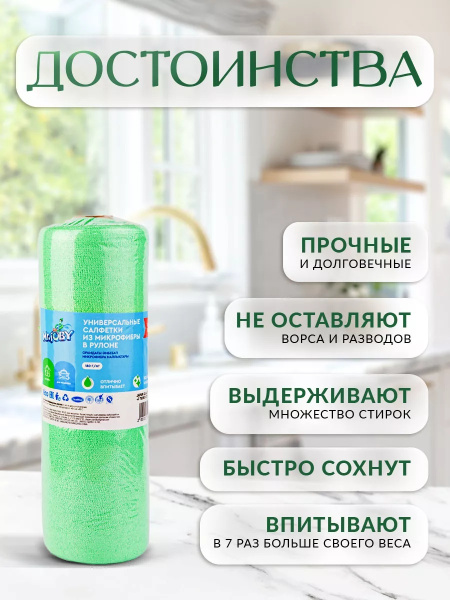 Салфетка MR.JOBY отрывная в рулоне из микрофибры 30х30см Салфетка MR.JOBY отрывная в рулоне из микрофибры 30х30см