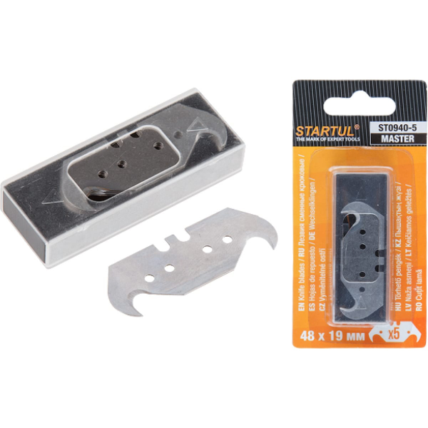 Лезвия сменные крюковые 19х48мм 5шт STARTUL MASTER (ST0940-5), арт.ST0940-5