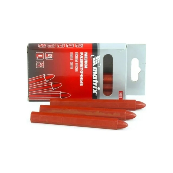 Мелки разметочные восковые красные, 120мм, коробка 6шт.// MATRIX
