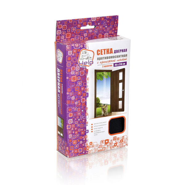 Штора HELP 45*210 на дверь противомоскитная c крепежной лентой