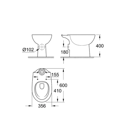 Унитаз напольный безободковый Grohe 39349000 Bau Ceramic