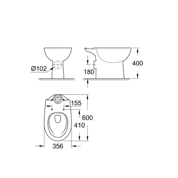Унитаз напольный безободковый Grohe 39349000 Bau Ceramic