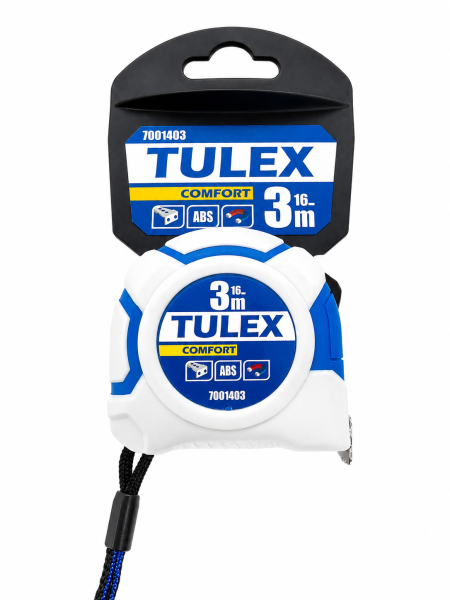 Рулетка TULEX "2FIX" 7000303 двойная фиксация, корпус из ABS пластика, 3м*16мм