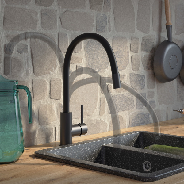 Смеситель д/к Iddis Kitchen 360, K36BLJ0i05 черный матовый Смеситель д/к Iddis Kitchen 360, K36BLJ0i05 черный матовый