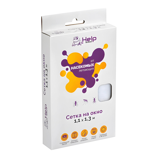 Сетка HELP на окно ПРОТИВОМОСКИТНАЯ с крепежной лентой 100*130 см