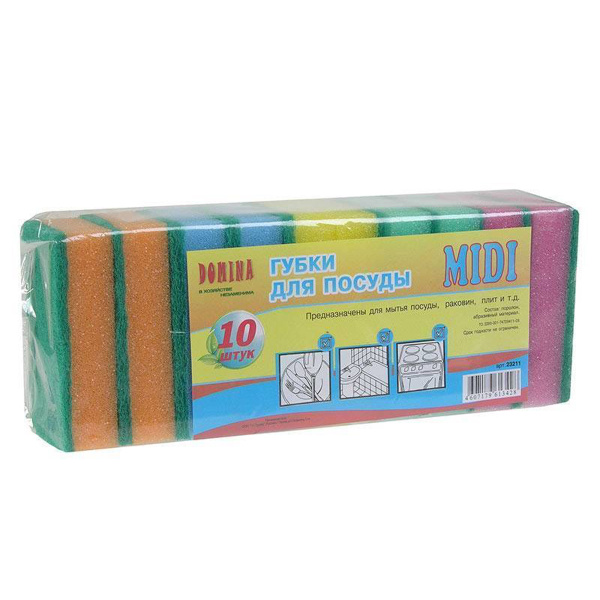 Губка для посуды DOMINA MIDI 10шт