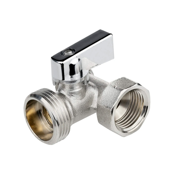 Кран шаровой трёхпроходной для бытовой техники 1/2"х3/4"х1/2" в/н/н, ник.лат.COMPACT,ГОСТ,MASTERPROF