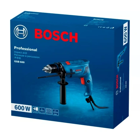 Дрель ударная BOSCH GSB 600 + Набор остнастки (100 пр.) + Чемодан